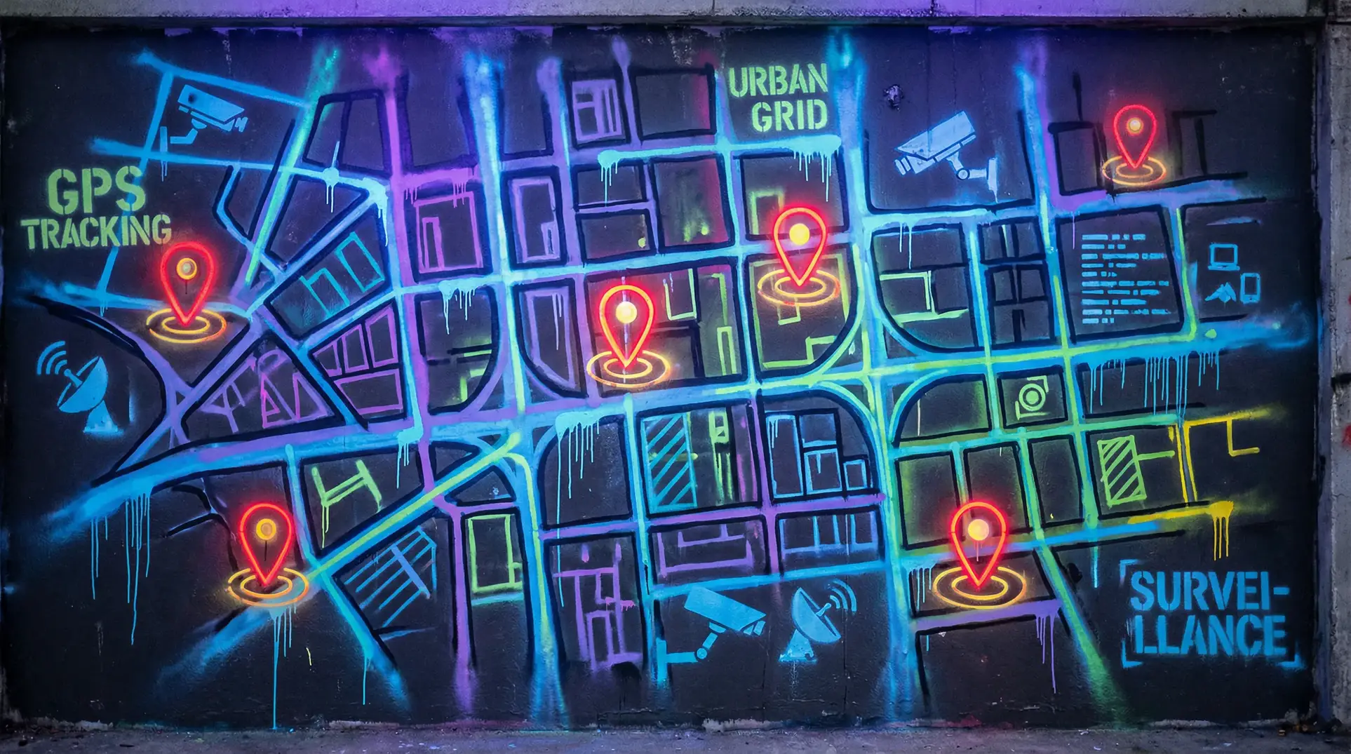 皇涩网站大全 狗仔追踪地图 - 城市涂鸦风格